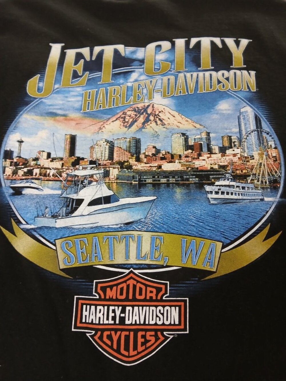 Harley Davidson Mens Freedom Graphic T Shirt Seattle Jet City Black 3XL Cotton - Picture 15 of 15